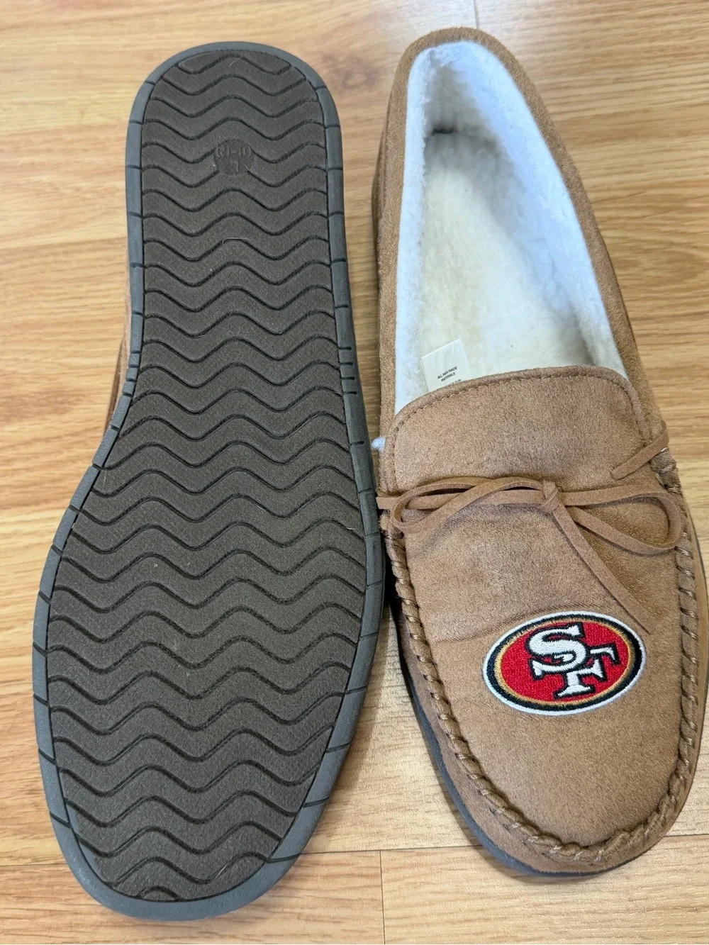 Men's Tan Suede Team Logo Moccasin Slippers